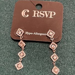 Clear gemstone dangle hypo-allergenic earrings